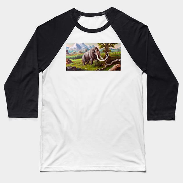 Mammoth Oil Painting Baseball T-Shirt by soulfulprintss8